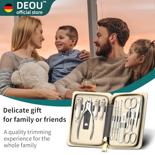 DEOU Manicure Sets Nail Clippers Stainless Steel Manicure and Pedicure kit Girls Professional Nail Files and Men's Grooming Scissors Tools for Home Personal Care or Gifts (Gray upgraded version) - color: Gray Upgraded Version