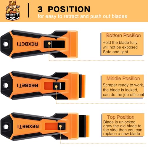 REXBETI Razor Blade Scraper Tool, Upgraded Windows, Glass Stovetop Scraper - style: Upgraded 1 Pack