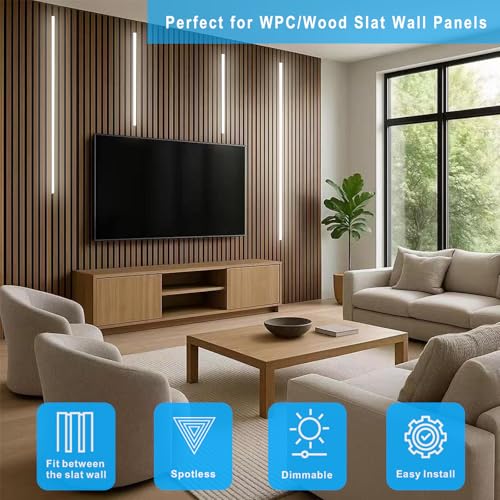 LED Wall Panel Lights Black,Dimmable Wood Slat Wall Panel Strip Light 4PCS - size: Black-4PCS