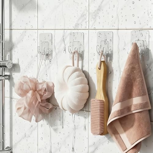 Latoxcaa Large Adhesive Hooks, 33lb Heavy Duty Utility Hooks for Hanging, 30 Pack Damage Free Sticky Hanging Hook, No Trace Self-Adhesive Wall Hook for Kitchen Bathroom Office Multiple Uses - size: 30 Clear Hooks