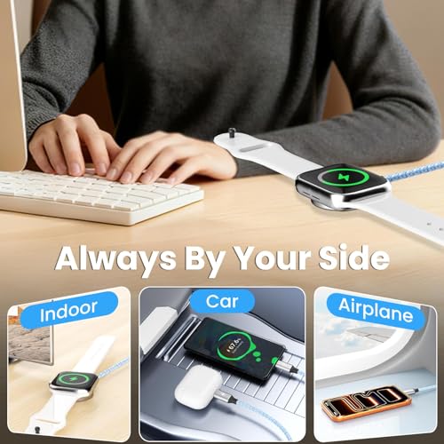 4in2 Multi Charging Cable for iWatch Charger/iPhone Charger/CarPlay Cable, Travel Vacation Essentials, (2Pack 5FT) 3 X USB C/iWatch Charger Cords for iWatch 11-1/iPhone 17-15, Android Car, Blue - color: Blue&White_2, size: 2PCS&5FT