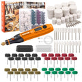Uolor 145PCS Cordless Polishing Buffing Wheels Kit, Polishing Tool Kit with 100 Wool Buffing Wheels, 40 Abrasive Pads, 5 Variable Speeds 5000-20000RPM, USB-C Rechargeable Rotary Polisher