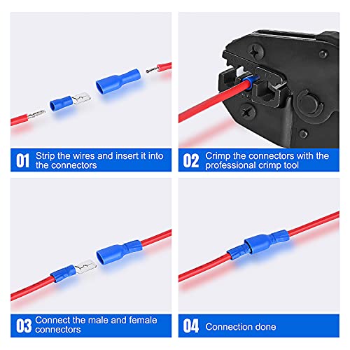 Nilight 540PCS Mixed Quick Disconnect Insulated Crimp Electrical Terminals - color: 540PCS Mixed Crimp Terminals