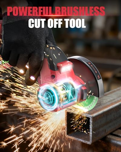 Ecarke Cordless Cut Off Tool Compatible with Milwaukee 18V Battery, 4" Circular Saw Brushless Motor with Blades, 18000 RPM Mini Cut Off Tool Kit for Wood/Metal/Plastic/Tile/Stone Cutting(Tool Only)