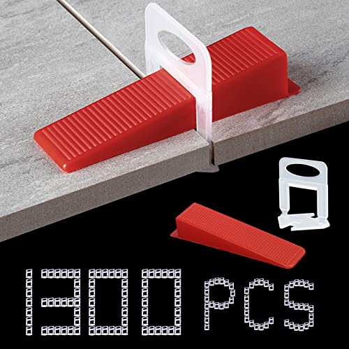 Tile Leveling System 1000-Piece Tile Leveling Spacer Clips and 300-Piece Reusable Wedges Tile Leveler Tool Set for Ceramic Tile and Stone Installation (1/16 Inch) - size: 1/16 inch