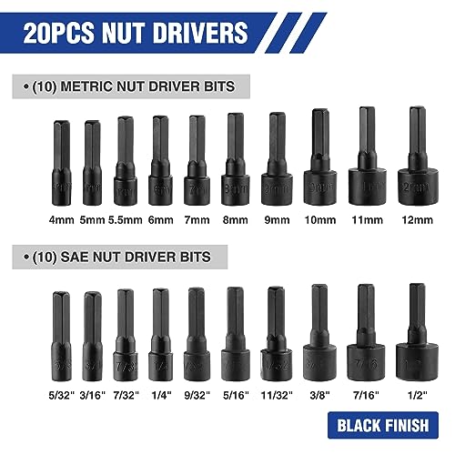 WORKPRO 61PC Magnetic Screwdriver Bits & Nut Driver Set with Organizer Bag, DIY Tools & Equipment for Men Women Mechanic, Herramientas Tool Bit Kit Home Improvement Gift, Metric & SAE