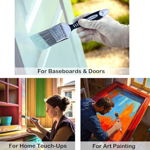 Paint Brush Set for Cabinet Fence Decking and Wall Touch-Ups 5-Pk
