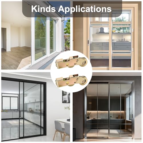 4 Pcs Sliding Door Rollers, Sliding Glass Door Rollers Replacement, Steel Ball Bearing Wheels Heavy-Duty Tandem Roller for Patio Door - color: 4 Pcs
