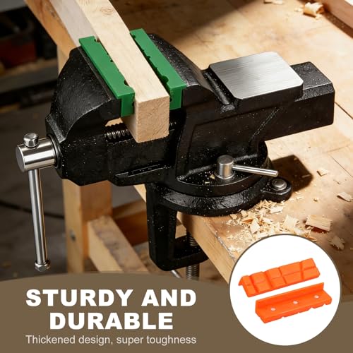 HARFINGTON 2 Set Vise Jaw Pads 4" Rubber V-Shape Magnetic Vise Soft Jaws Standard Anti-Scratches Vice Covers Tools for DIY Making Woodworking Clamping Plumbing, Orange - size: 4"