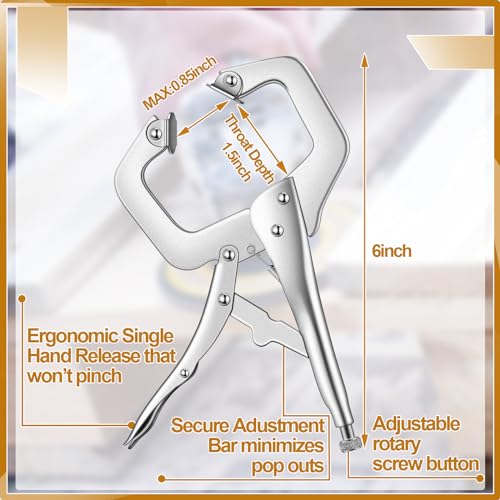 Yexiya 10 Pcs Locking C Clamps, Adjustable with Swivel Pad, 10 Pcs, 6 Inch - size: 6 Inch