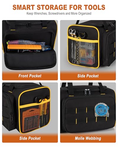 Marscamd 12-inch Tool Bag with Multiple Pockets, Heavy Duty Tool Tote