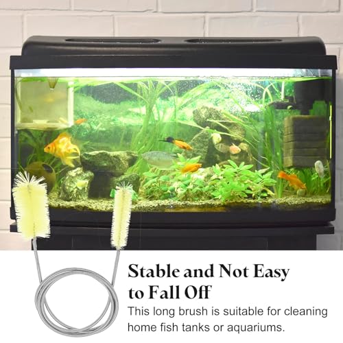 HARFINGTON 3pcs Flexible Long Drain Brush Straw Cleaner Set 35.4" Stainless Steel Double Ended Hose Brush with 8" Nylon Long Tube Pipe Cleaning for Fish Tank Sink Pipe, Yellow - color: Yellow, size: 90cm