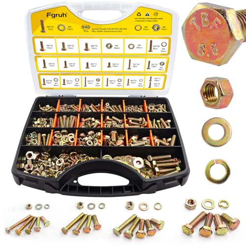940PCS M4 M5 M6 M8 Metric Hex Bolts Assortment Kit,Lenght 12mm-30mm - size: M4 M5 M6 M8 940pcs