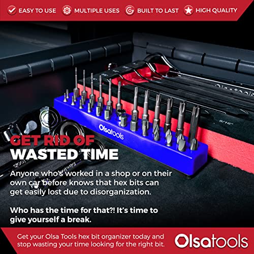 Olsa Tools Hex Bit Organizer with Strong Magnetic Base - Blue Holder for Drill, Tamper, or Specialty Bits - Compact Magnetic Storage Solution - Part 1002 - color: Blue, size: Small - 1pc