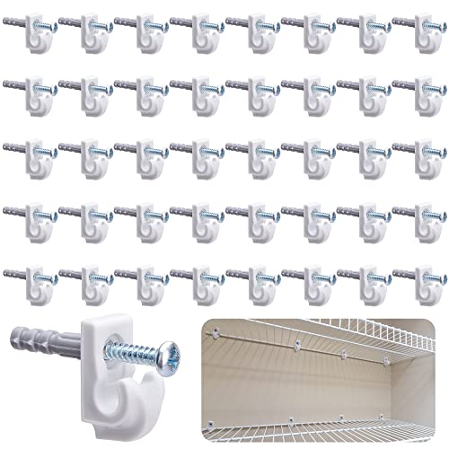 40 Pcs White Down Wall Clips, Wire Shelf Brackets Closet Support Brackets - color: 40 PCS