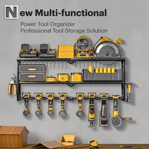 Spampur Power Tool Organizer Wall Mount, 15 Min Assembly, Maximum 150lb load - size: 3 Shelves 8 Slots