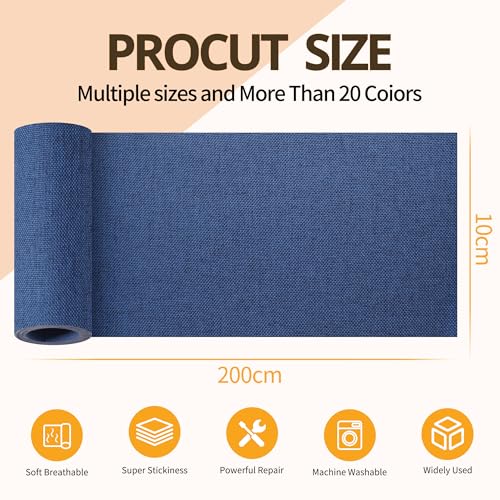Fabric Repair Tape, 4" x 80" Self-Adhesive Linen Repair Tape Patch Kit Blue - color: Blue, size: 4" x 80"