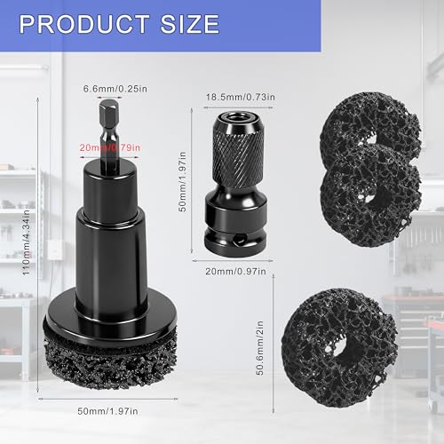 Wheel Hub Cleaning Kit - Wheel Hub & Stud Resurfacing Tool Set with Rust Removal Attachment, Fits 1/2" Wrenches or Electric Drills, Wheel Cleaner for Brakes and Rotors