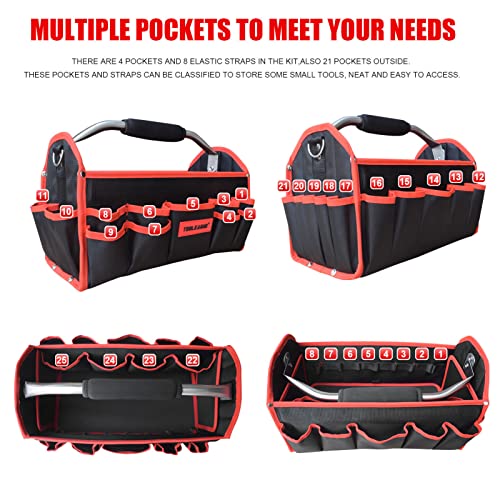 TOOLEAGUE 19 Inches Heavy Duty Tool Bag 25 Pockets,1680D Fabric Tool Bags