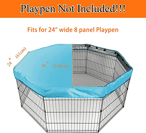 PJYuCien Playpen Top Cover for 24'' Width 8 Panel Pen, Blue - color: Only Blue Top Cover, Adhesive Tape Connections