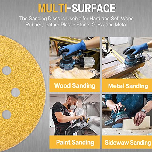 100PCS 5 Inch Sanding Discs 80 Grit Random Orbit Sander Sandpaper - style: Advanced Aluminum Oxide
