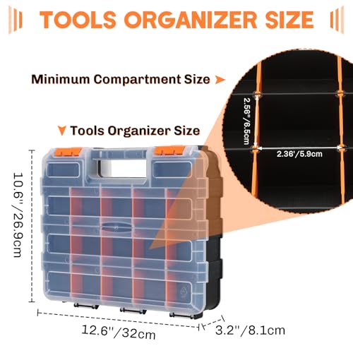 Small Parts Organizer Storage Case Tools Box 34-Compartments - color: Orange