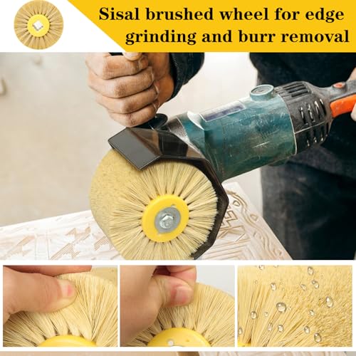 Shinboc 4.7x4 Inch Surface Conditioning Tool, Sisal Abrasive Drawing Wheel - style: Sisal Abrasive