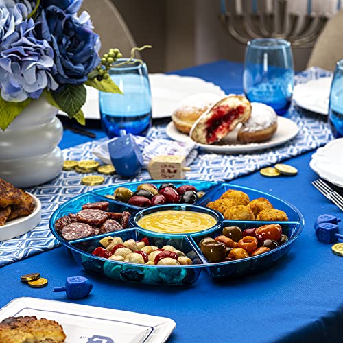 Plasticpro 6 Sectional Round Plastic Serving Tray/Platter (2, Blue) - color: Blue