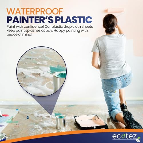 20 Pack 12 x 9 ft Extra Large Plastic Drop Cloth for Painting - size: 20 Pack-Standard