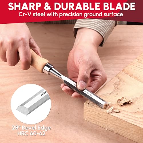 ARROW Wood Chisel Set, 4PCS CR-V Steel Chisel Tools