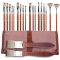 H & B 22 Pcs Artist Paint Brush Set for Acrylic Watercolor & Oil Painting - color: Brown