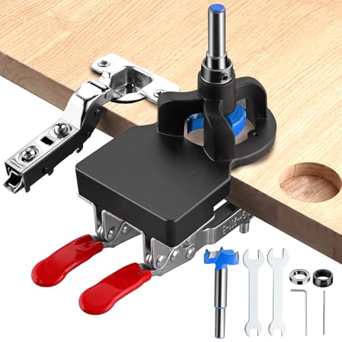 XUNTOP 35mm Concealed Hinge Jig, Aluminum Alloy Cabinet Hinge Jig, Double Clip Fixed More Stable, Precision Door Hinge Tool for Wood Furniture Door Cabinets