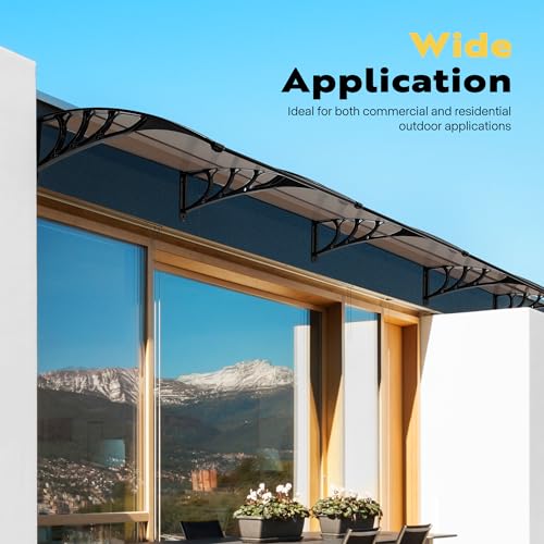 VIVOHOME Polycarbonate Window Door Awning Brown 38 Inch x 115 Inch - color: Brown, size: 38 Inch x 115 Inch