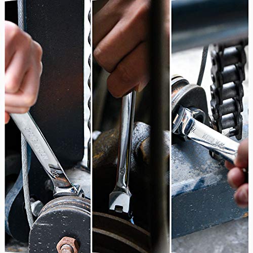 Qnkaa Flexible Ratchet Wrench Set 12pcs 8-19mm Spanner Gear Ring Ratcheting Combination Flexi Wrench Kit Metric Flex Head - size: 12-Piece Metric Set