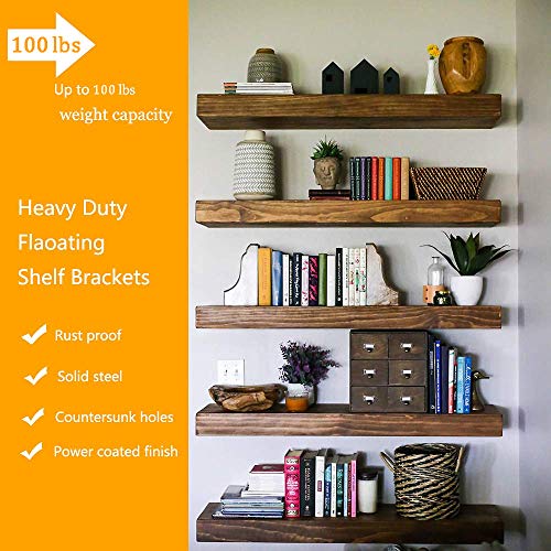 Blind Floating Shelf Brackets 5 Inch - DIY Heavy Duty Wall Shelf Brackets, Solid Steel Matte Black Hidden Support with Hardware for Custom Wood Shelves (6 Pack) - size: 5 Inch - 6 Pack