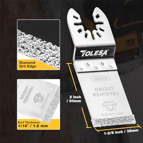 TOLESA Diamond Oscillating Saw Blades for Grout and Mortar, 3-Pack - size: 3 PCS