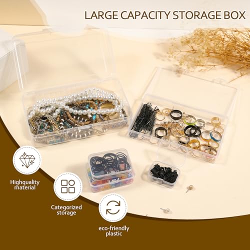 Clear Plastic Storage Containers, Mini Rectangular Organizer Boxes with Hinged Lids, 36 Pack Mixed Sizes, for Beads, Jewelry, Art Craft