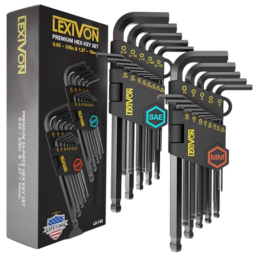 LEXIVON Allen Wrenches Sets, 26-Piece Metric & SAE Hex Keys (LX-132) - size: 26-Piece Metric & SAE Hex