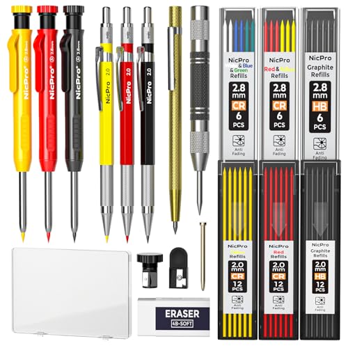 Nicpro 18 Pack Carpenter Pencils, Construction Mechanical Pencils Bulk - size: 18 Pack