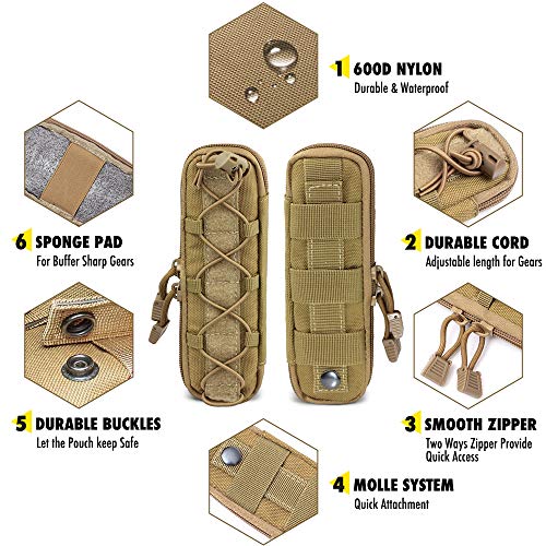 WYNEX Tactical Small Molle Pouch Nylon Knife Sheath for Belt Hunting Gear - color: Kahki - Small