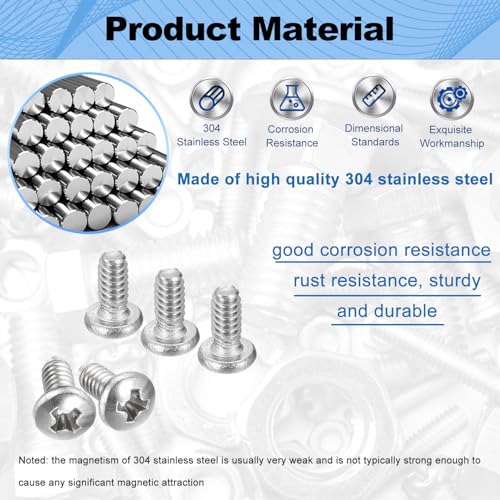 100Pcs #6-32x1/4 Machine Small Screws Pan Phillips Cross for Belt Repairs - size: #6-32x6.35mm