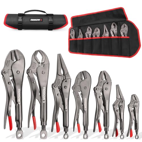 ARROW 7-piece Locking Pliers Set, Chromium-Molybdenum Vice Grips - style: 7-piece