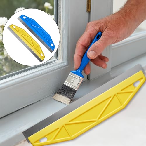 Painter's Trim Guard 12 Inch Paint Shield for Trim, 2 Pcs Painting Edger Tool for Walls, Professional Paint Cutting Edge Tool for Precise Trimming(Yellow+Blue)