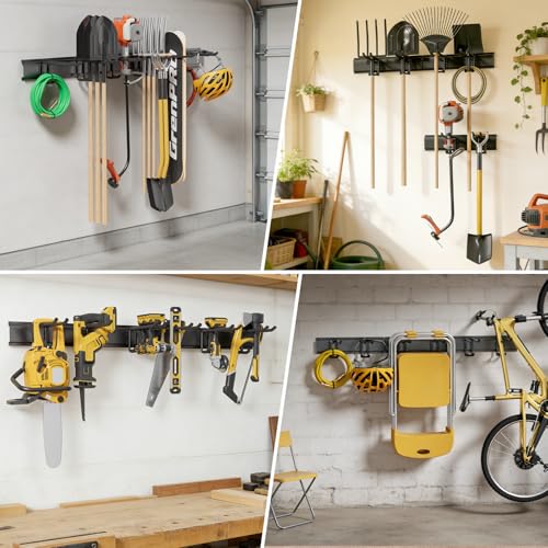 GRENPRO 49.5 Inch Garage Tool Organizer, 6 Double-layer Hooks, Holds 440lbs - size: 49.5 inch