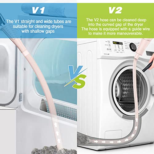 Sealegend 2 PCS Dryer Vent Cleaner Kit, Dryer Lint Vacuum Attachment&Brush - color: Pink
