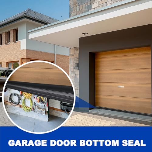 DGSL Garage Door Bottom Seal, 5/16 T-End Rubber Weather Stripping, 16 FT - size: 16 FT Black U+O
