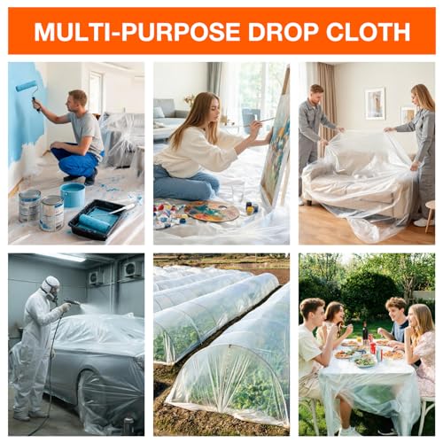 King Origin Plastic Drop Cloths 10 Pack, 9x12 Ft - color: 9x12 Ft, 10 pcs