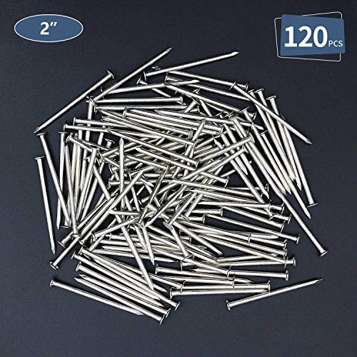 JEGONFRI 120pcs 2" Nickel Plated Nails for Hanging Pictures, Wood Nails - color: Silver, size: 2 In , 120 Pcs