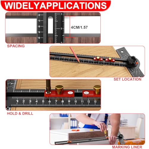 Woodworking T Square Ruler, 13.5 Inch Adjustable Angle 15-165° Measurement Tool, Aluminum Alloy, Precision Drilling Positioning Guide for Carpentry, Drafting, Contractor, Scribe Crafting, Drywall - color: 13.5in black