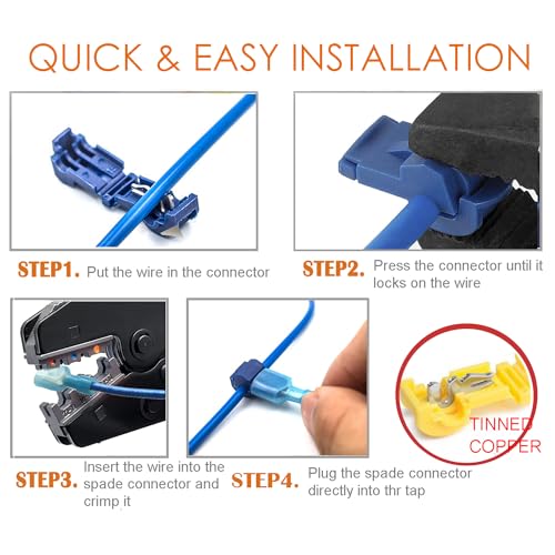 120pcs T-Tap Quick Splice Wire Connectors 24-10 Gauge Quick Disconnects Electrical Crimp Terminals Connector Assortment Set